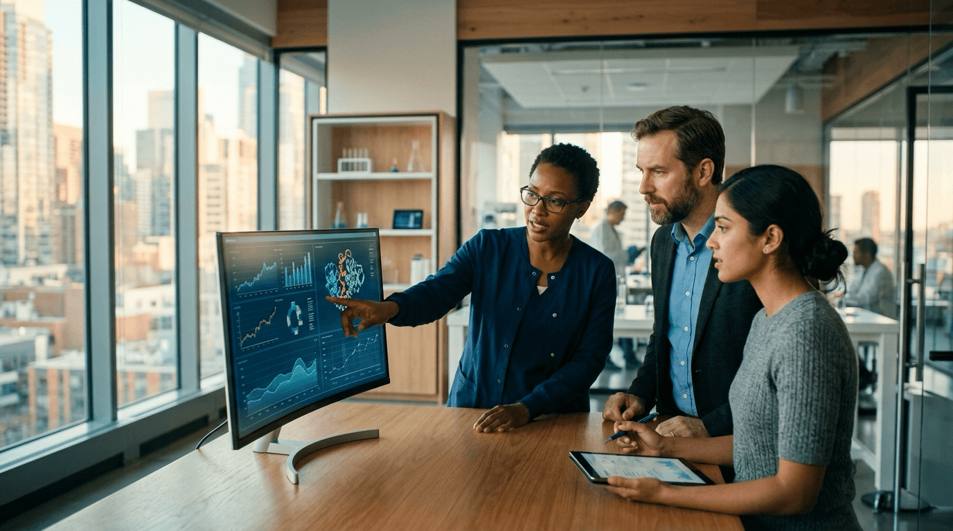 The Winnoz team collaborating in a modern medical-technology office